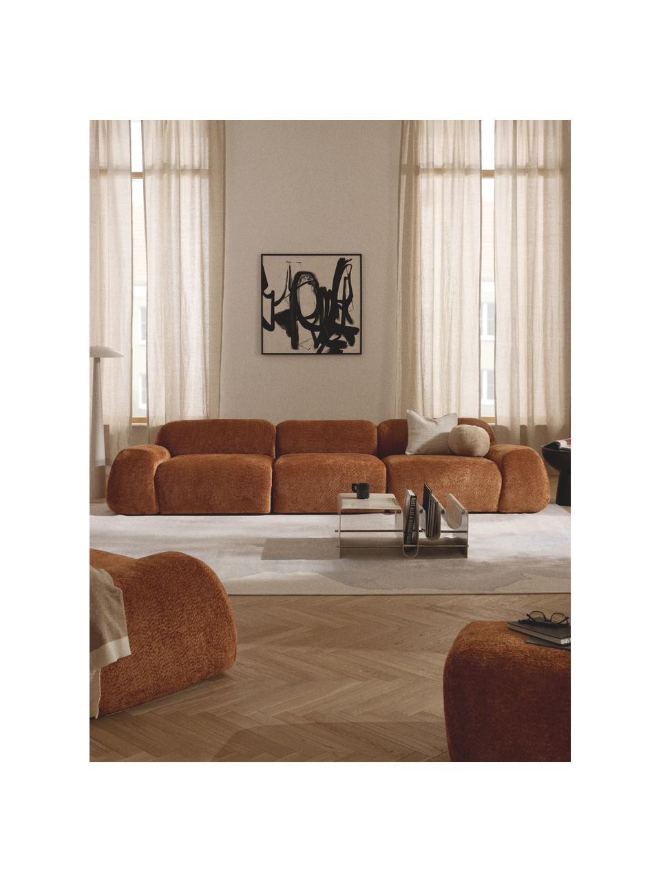 Modulares Sofa Wolke (4-Sitzer) aus Teddy-Bouclé, Bezug: Teddy-Bouclé (100 % Polye, Füße: Kunststoff Dieses Produkt, Teddy-Bouclé Terrakotta, B 343 x T 118 cm