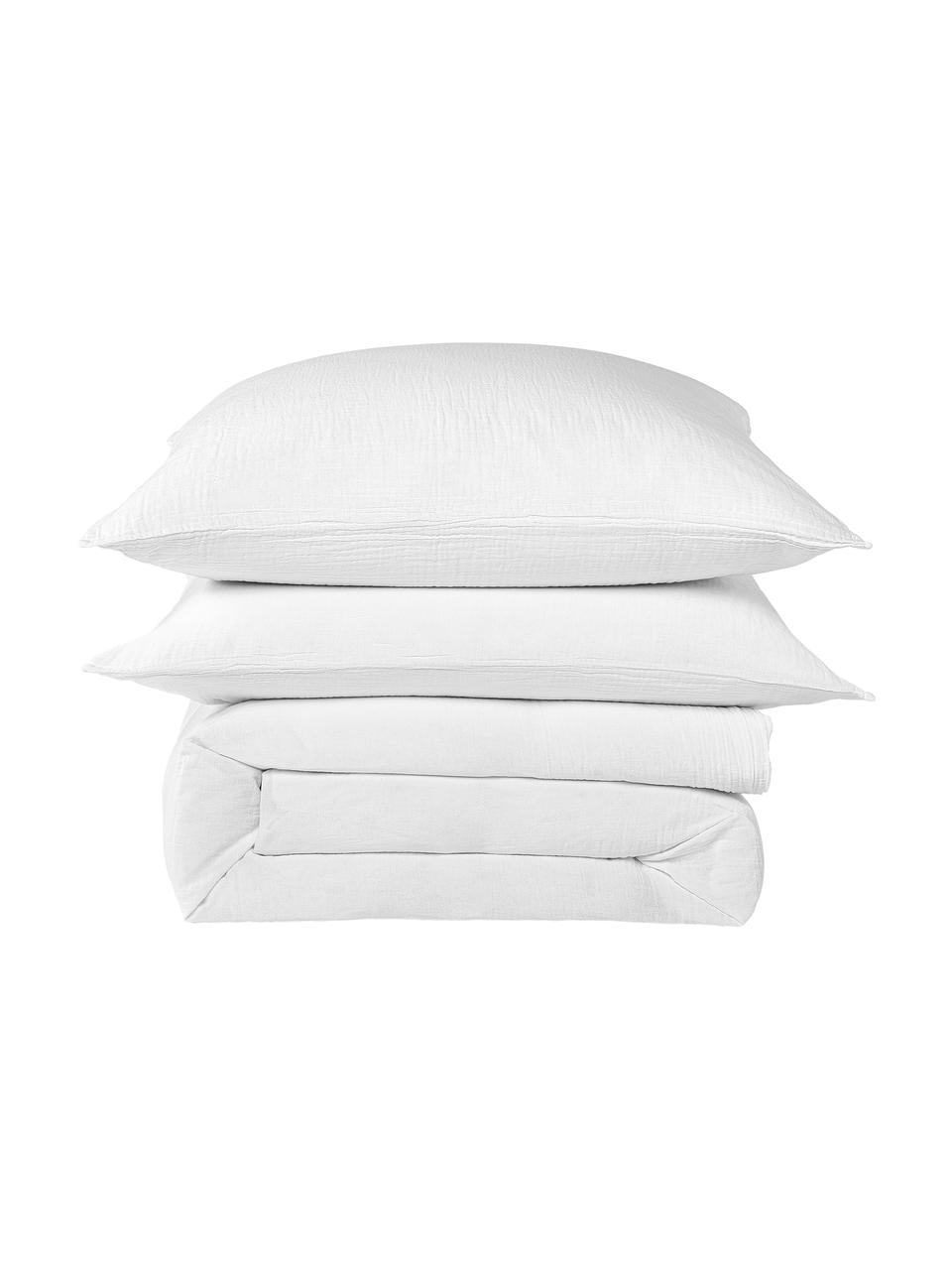 Housse de couette en mousseline Odile, Blanc, larg. 140 x long. 200 cm