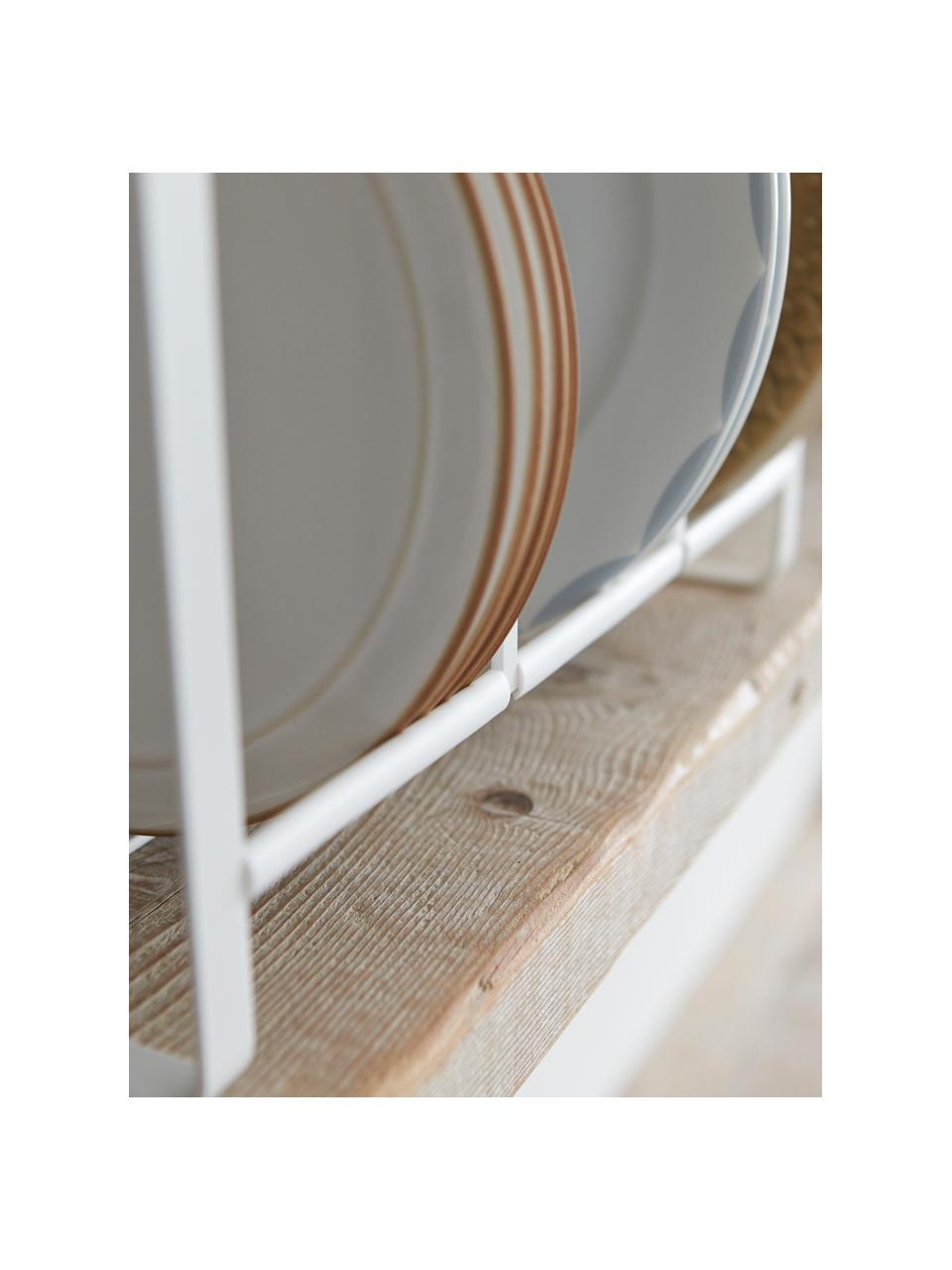Organizador de platos Tosca, Organizador: acero con pintura en polv, Asas: madera, Blanco, An 35 x Al 20 cm