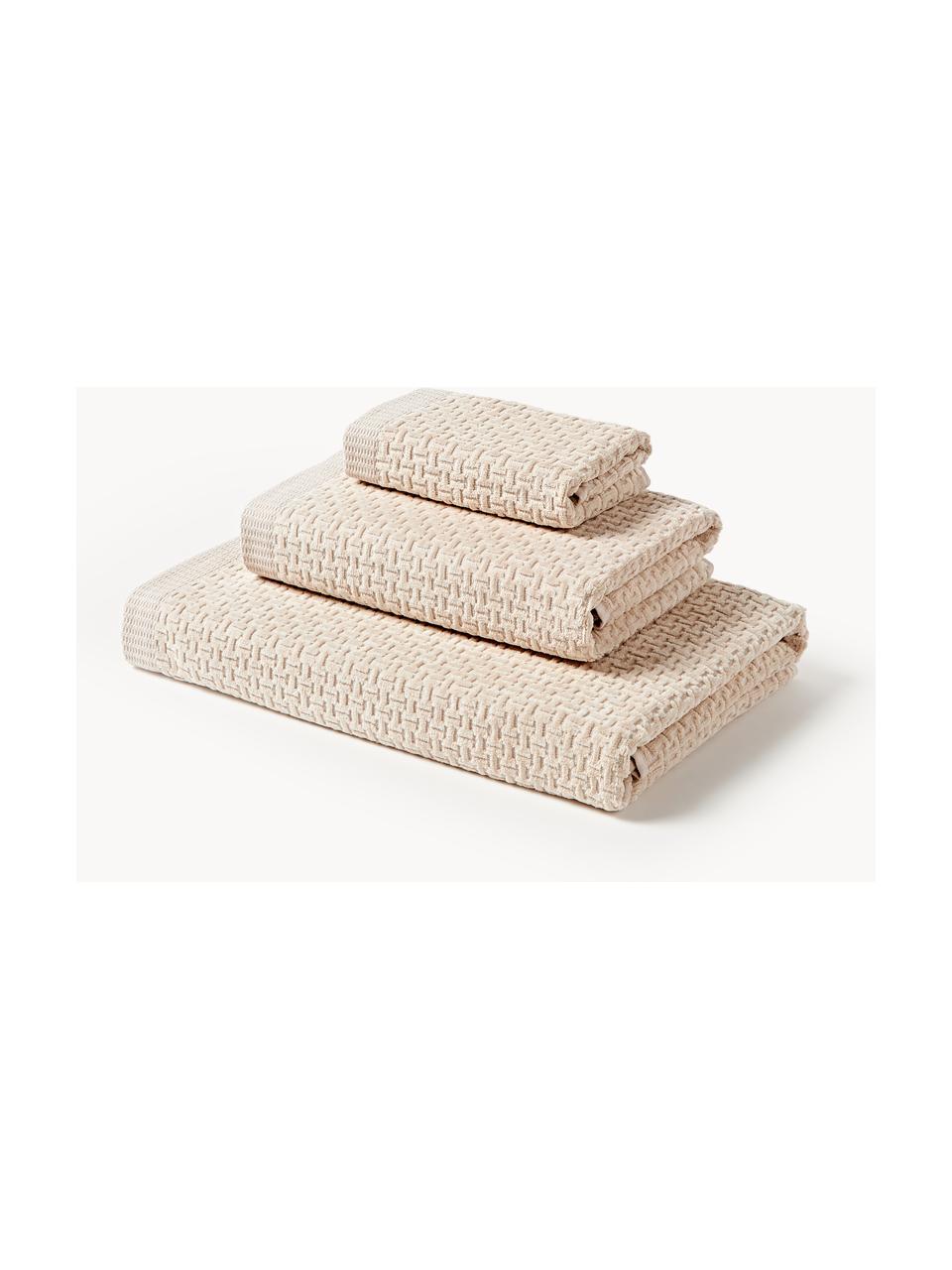 Lot de serviettes de bain Niam, set de tailles variées, Beige clair, 4 éléments (2 serviettes de toilette et 2 draps de bain)