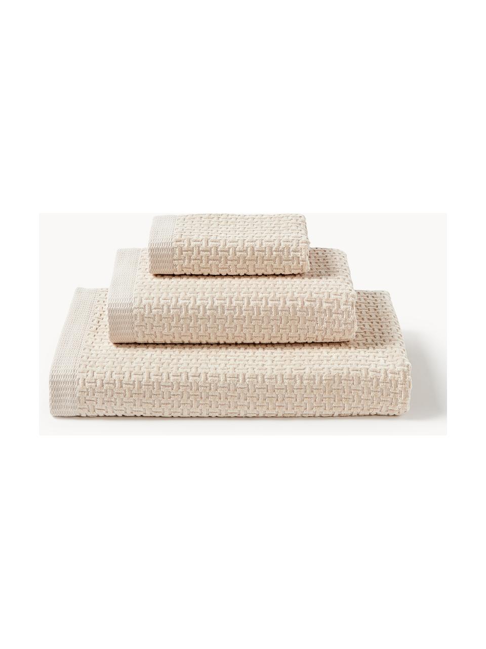 Lot de serviettes de bain Niam, set de tailles variées, Beige clair, 4 éléments (2 serviettes de toilette et 2 draps de bain)