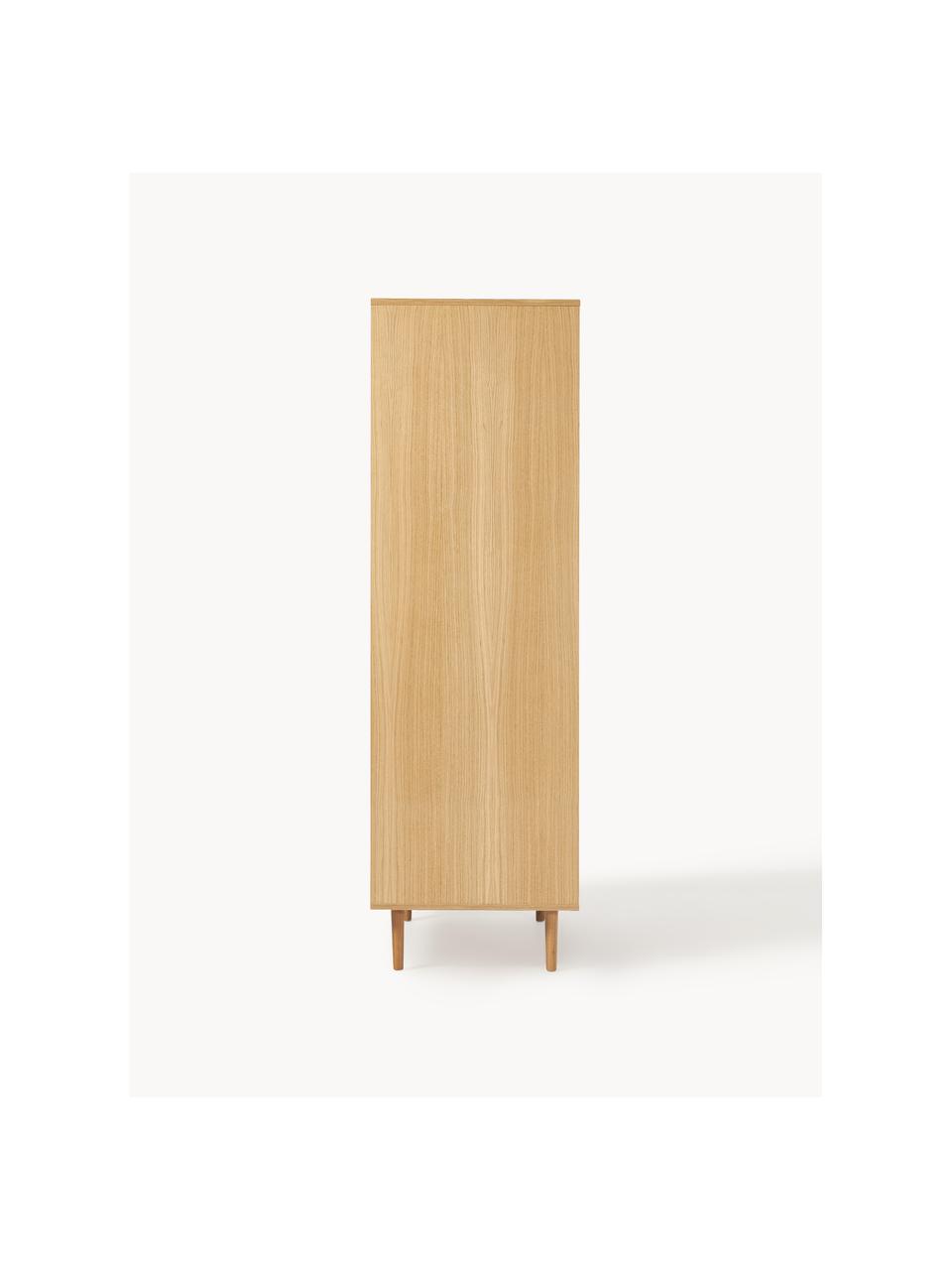 Armario pequeño con tejido vienés Aries, 2 puertas, Estructura: aglomerado con chapa de m, Patas: madera de roble maciza, Madera de roble barnizado claro, An 100 x Al 194 cm