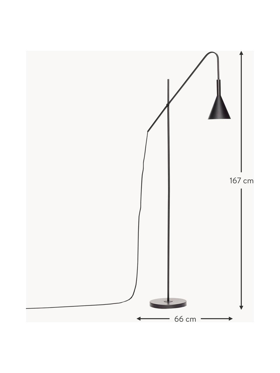 Lampada da lettura Rope, Lampada: metallo rivestito, Nero, Alt. 167 cm