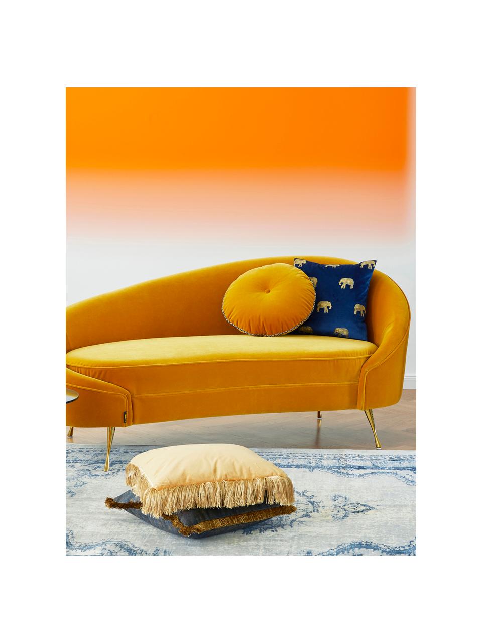 Design fluwelen bank I Am Not A Croissant (2-zits) in geel, Bekleding: polyester fluweel 30.000 , Poten: gecoat edelstaal, Frame: multiplex, Fluweel okergeel, B 168 cm x H 76 cm