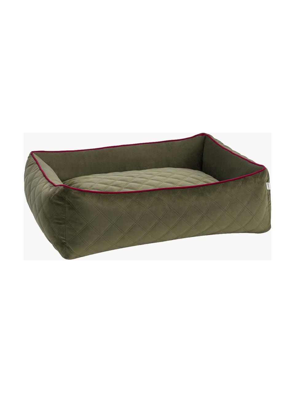 Sametový pelíšek pro psa Oxford, různé velikosti, Olivová, vínově červená, Š 112 cm, H 95 cm