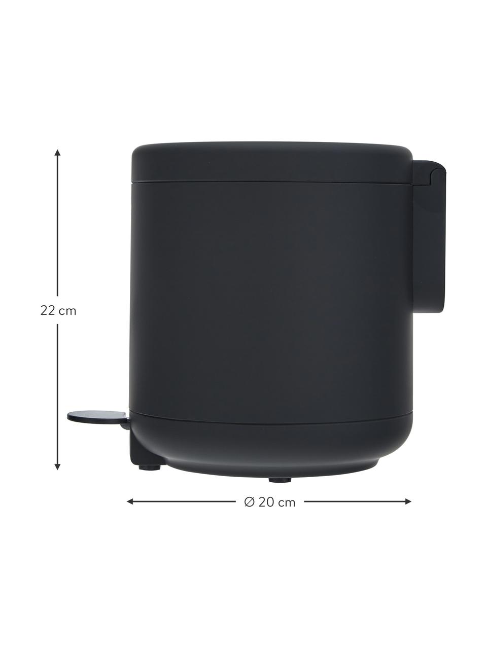 Poubelle avec fonction pédale Umo, Plastique ABS, Noir, 4 l