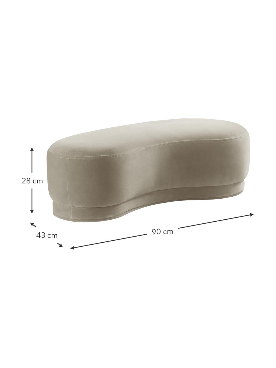 Sametová dětská lavice Coconino Mini, Béžová, Š 90 cm, H 43 cm