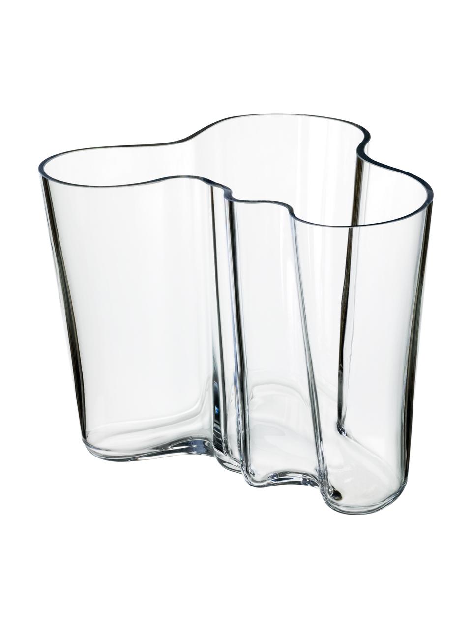 Vase en verre soufflé bouche Alvaro Aalto, haut. 16 cm, Verre, soufflé bouche, Transparent, larg. 21 x haut. 16 cm