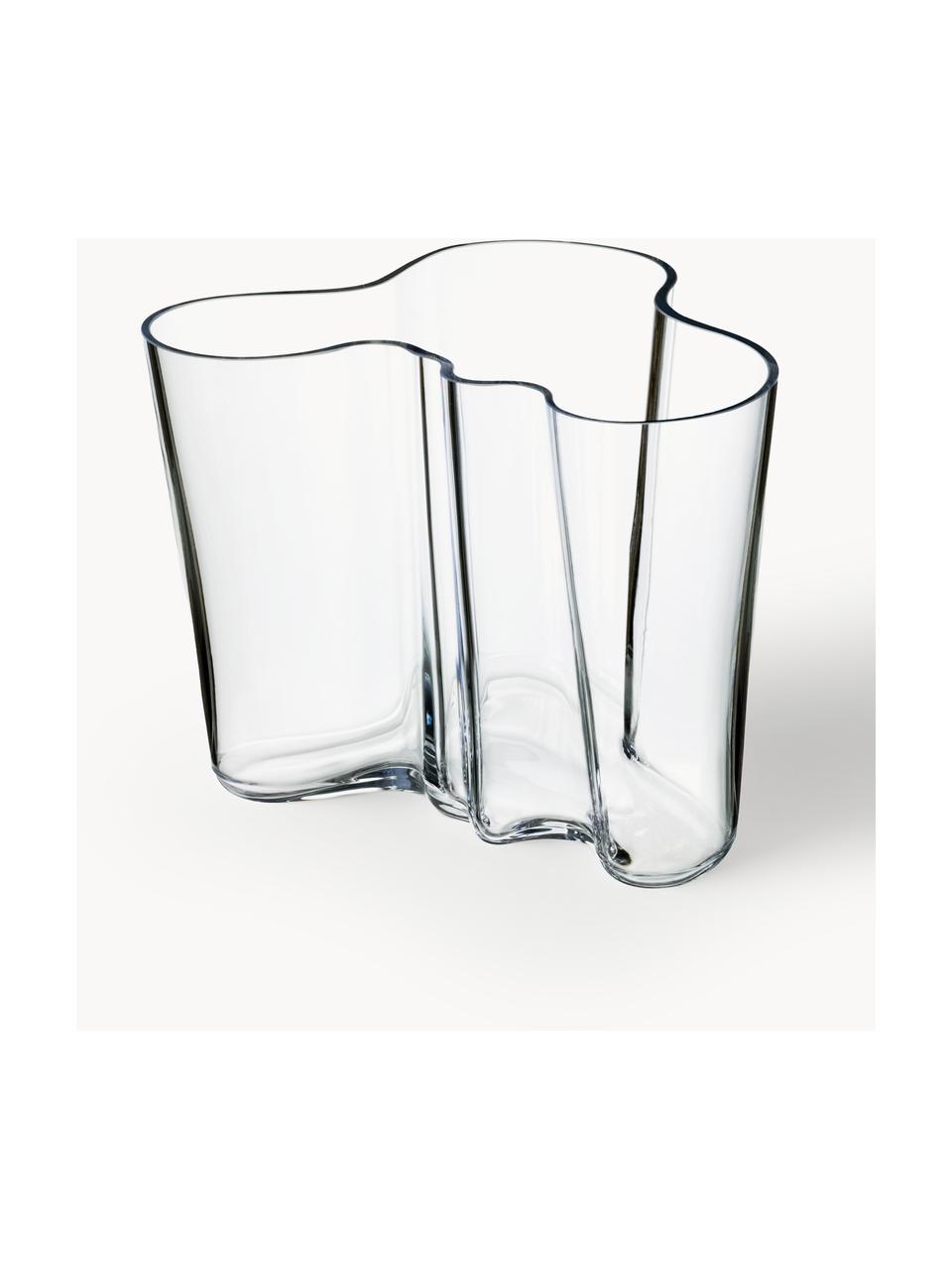 Mundgeblasene Vase Alvar Aalto, H 16 cm, Glas, mundgeblasen, Transparent, B 21 x H 16 cm