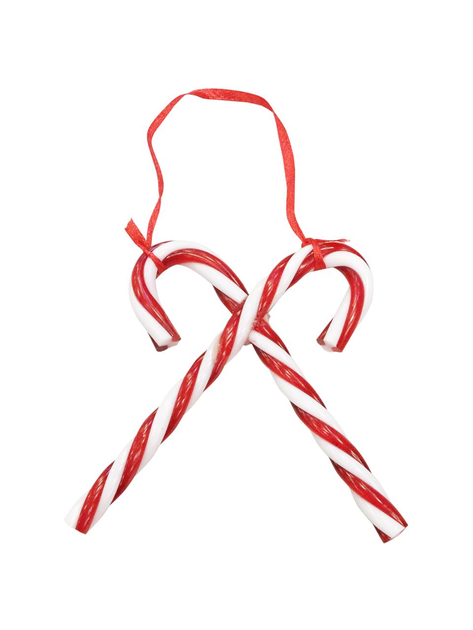 Baumanhänger Zuckerstange, 3 Stück, Kunststoff, Rot, Weiß, H 9 cm