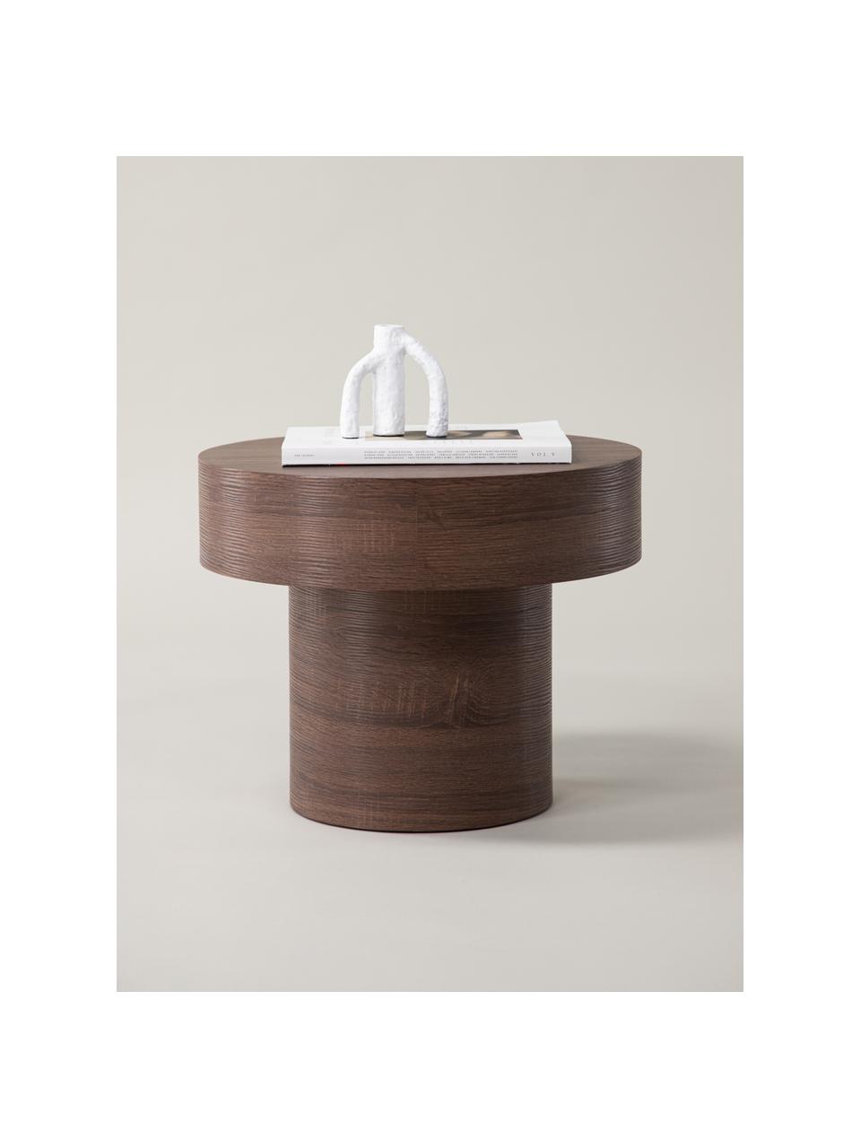 Table d'appoint ronde Malung, MDF (panneau en fibres de bois à densité moyenne) avec stratifié papier, Bois, brun foncé laminé, Ø 50 x haut. 40 cm