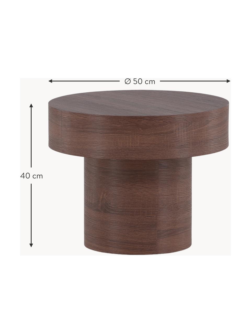 Mesa auxiliar redonda Malung, Tablero de fibras de densidad media (MDF) con laminado de papel, Madera con laminado marrón oscuro, Ø 50 x Al 40 cm