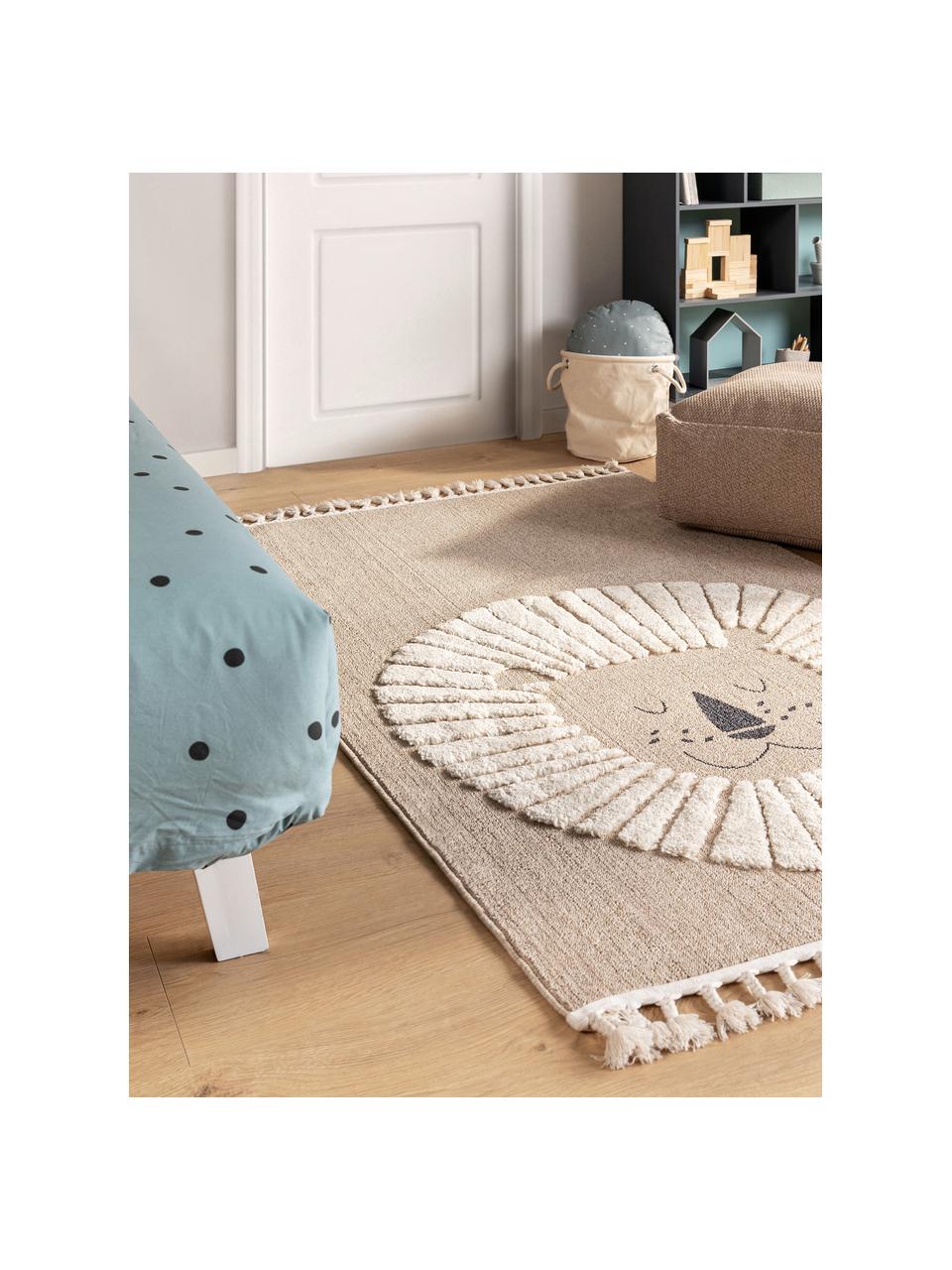 Dětský koberec se střapci a různou výškou povrchu Momo, 100 % polyester, Béžová, světle béžová, Š 90 cm, D 130 cm (velikost XS)