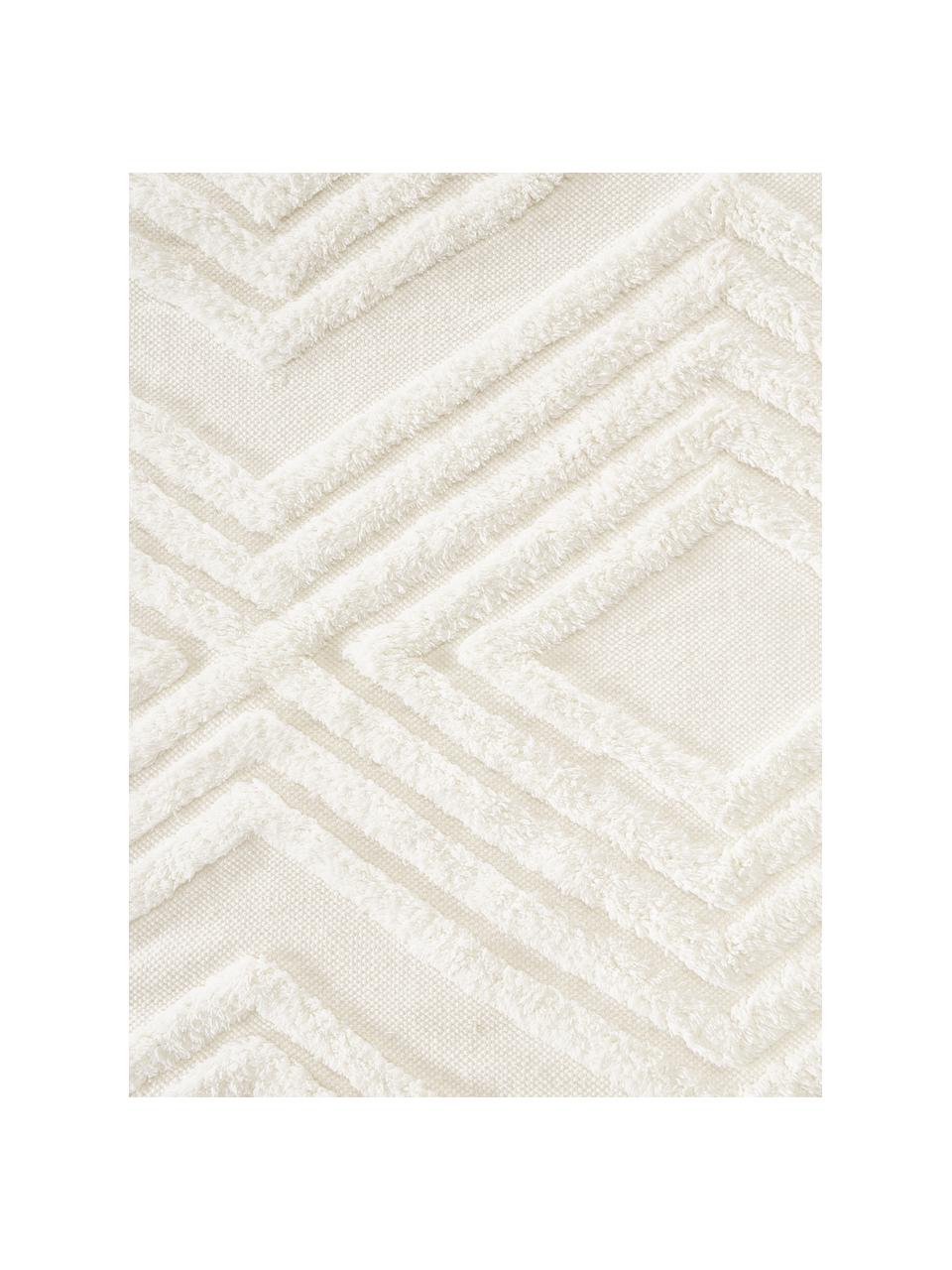 Ručně tkaný bavlněný běhoun s vystouplým vzorem Ziggy, 100 % bavlna, Krémově bílá, Š 80 cm, D 250 cm