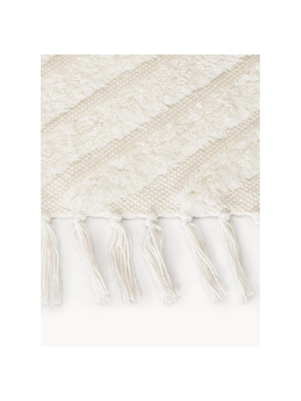 Ručně tkaný bavlněný běhoun s vystouplým vzorem Ziggy, 100 % bavlna, Krémově bílá, Š 80 cm, D 200 cm