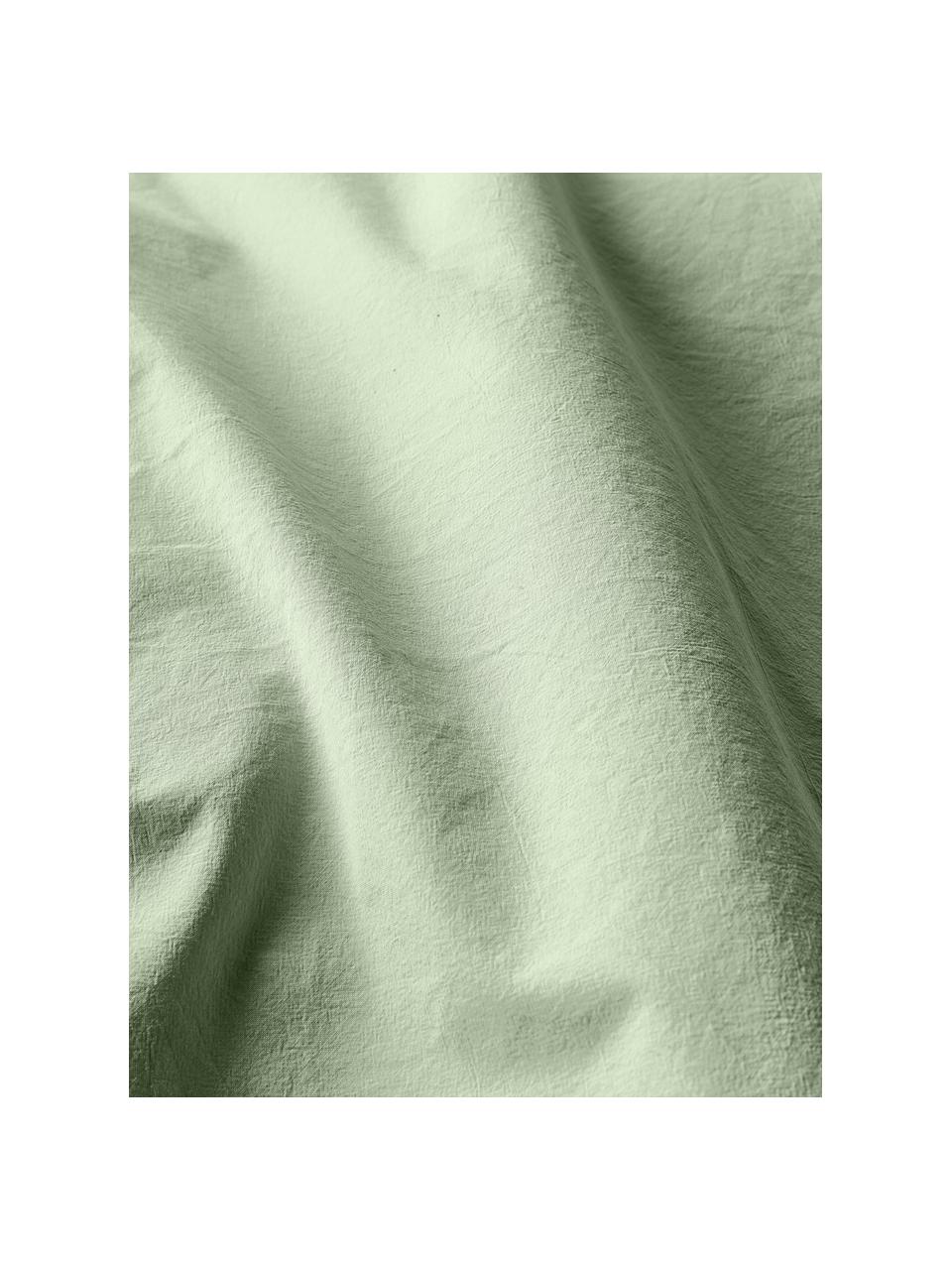 Housse de couette en coton délavé Darlyn, Vert sauge, larg. 240 x long. 220 cm
