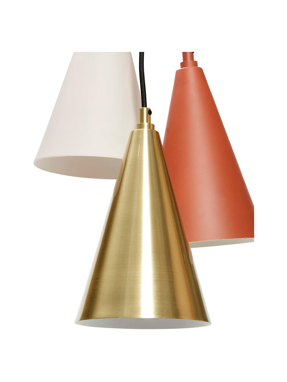 Kleine cluster hanglamp Tonte van metaal, Baldakijn: messing, Bruin, beige, messingkleurig, Ø 14 x H 23 cm