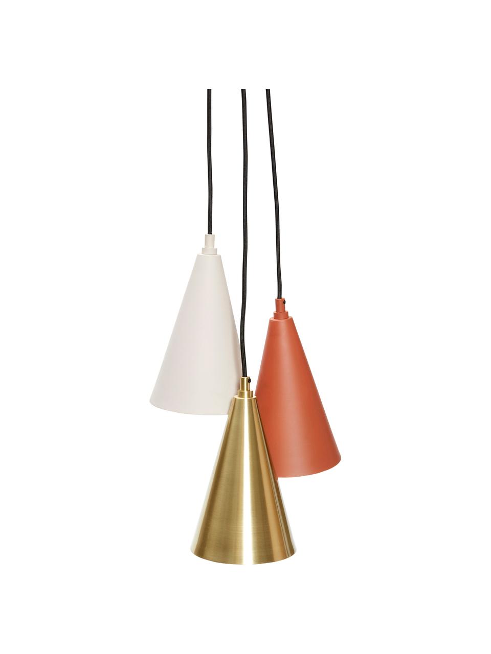 Kleine cluster hanglamp Tonte van metaal, Baldakijn: messing, Bruin, beige, messingkleurig, Ø 14 x H 23 cm