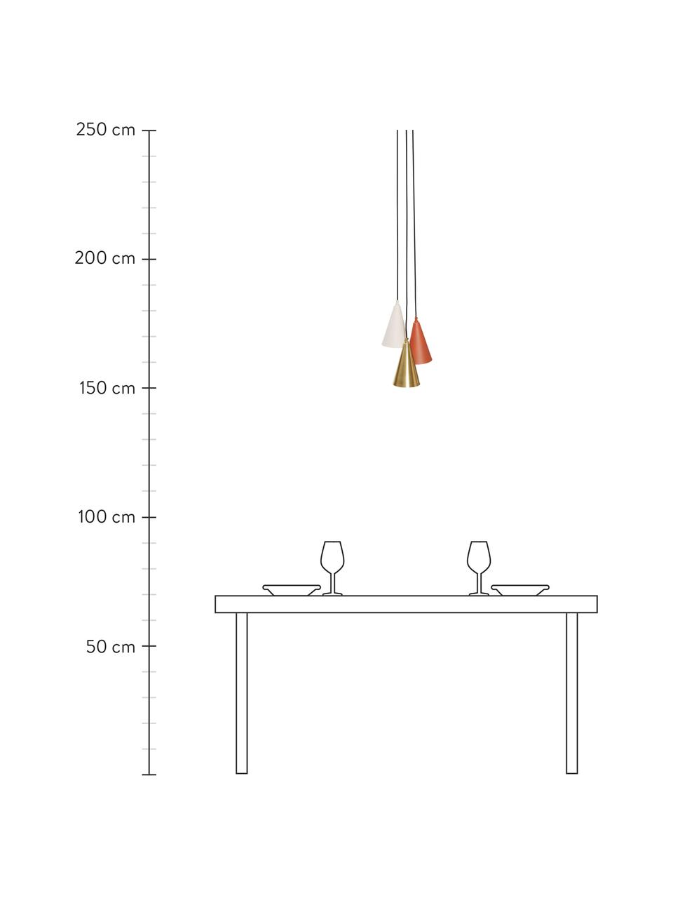 Kleine cluster hanglamp Tonte van metaal, Baldakijn: messing, Bruin, beige, messingkleurig, Ø 14 x H 23 cm