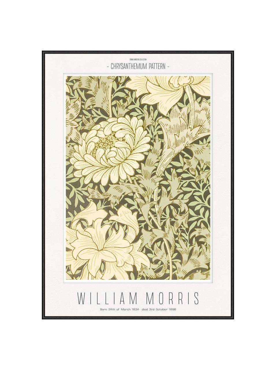 Gerahmter Digitaldruck Chrysantemum - William Morris, Bild: Digitaldruck auf Papier, Rahmen: Holz, Mitteldichte Holzfa, Front: Glas, Beige, Grün, B 32 x H 42 cm