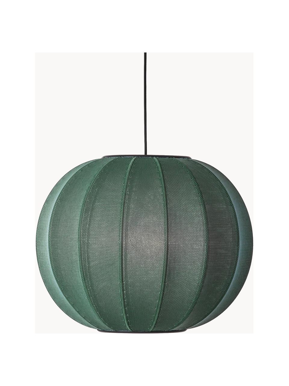 Lámpara de techo Knit-Wit, Pantalla: fibra sintética, Adornos: metal recubierto, Cable: cubierto en tela, Verde oscuro, Ø 45 x Al 36 cm