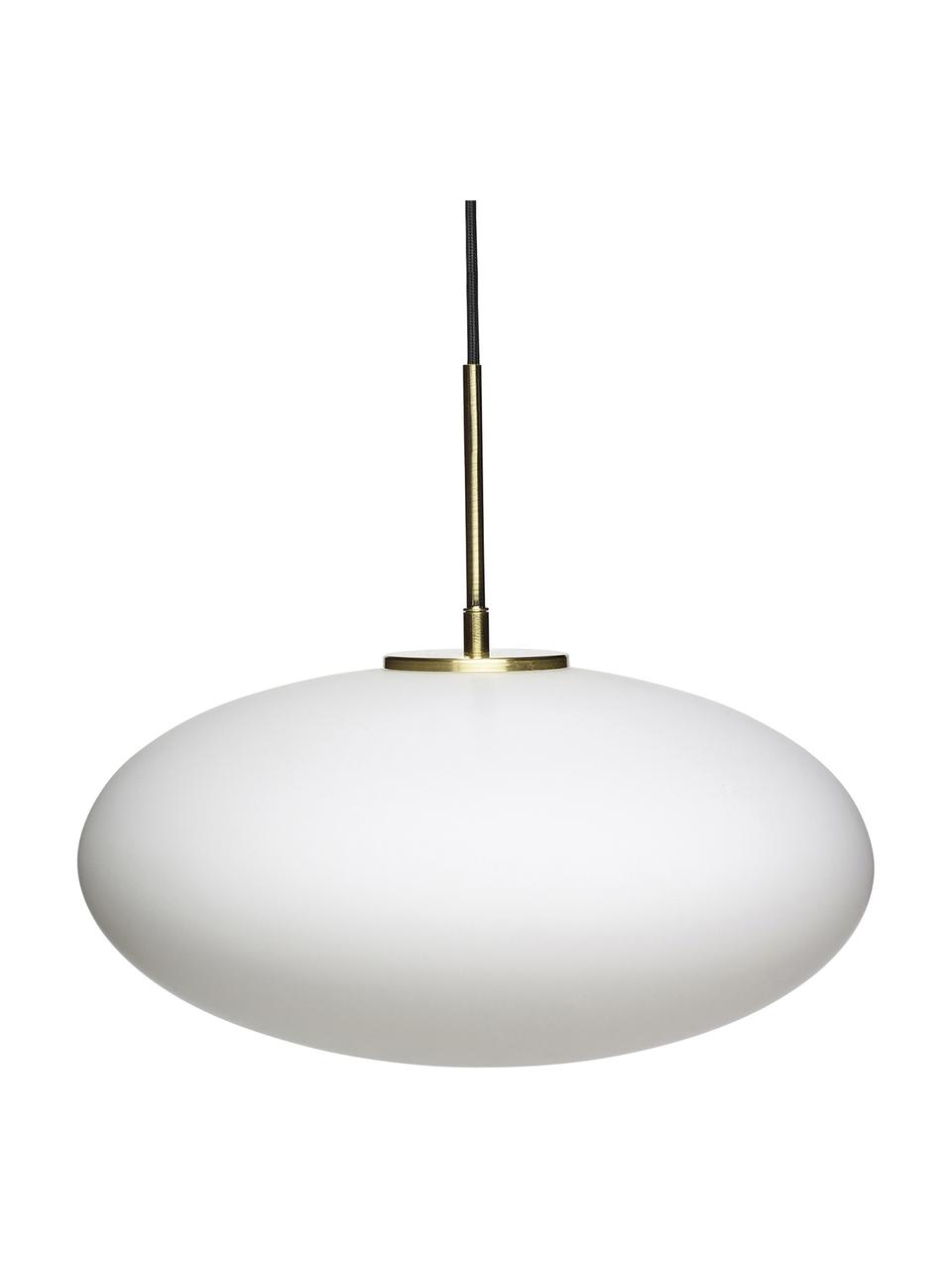 Lámpara de techo Trivia, Pantalla: vidrio opalino, Cable: cubierto en tela, Blanco opal, Ø 40 x Al 32 cm