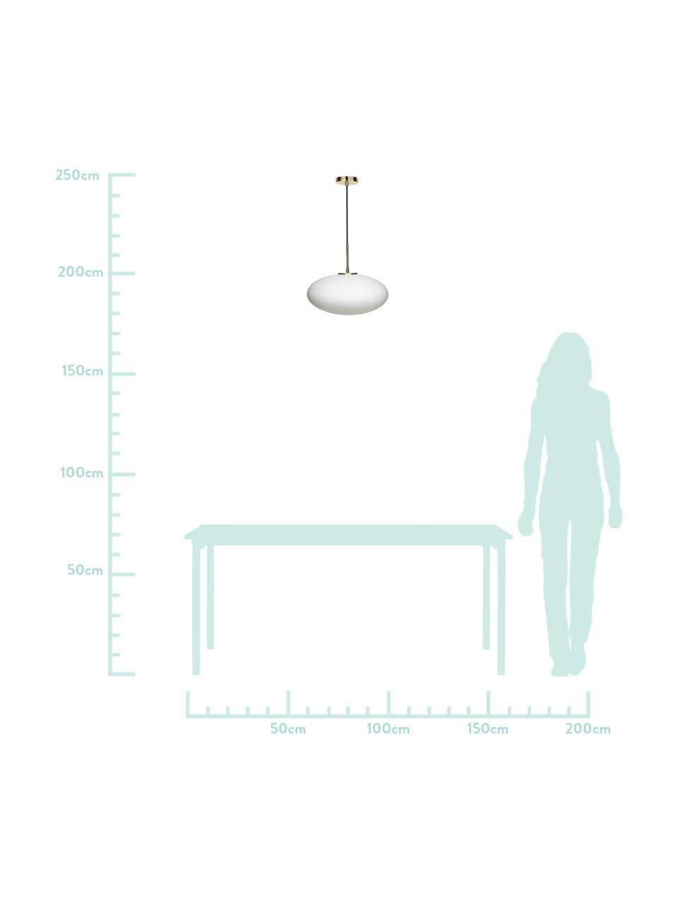 Lámpara de techo Trivia, Pantalla: vidrio opalino, Cable: cubierto en tela, Blanco opal, Ø 40 x Al 32 cm