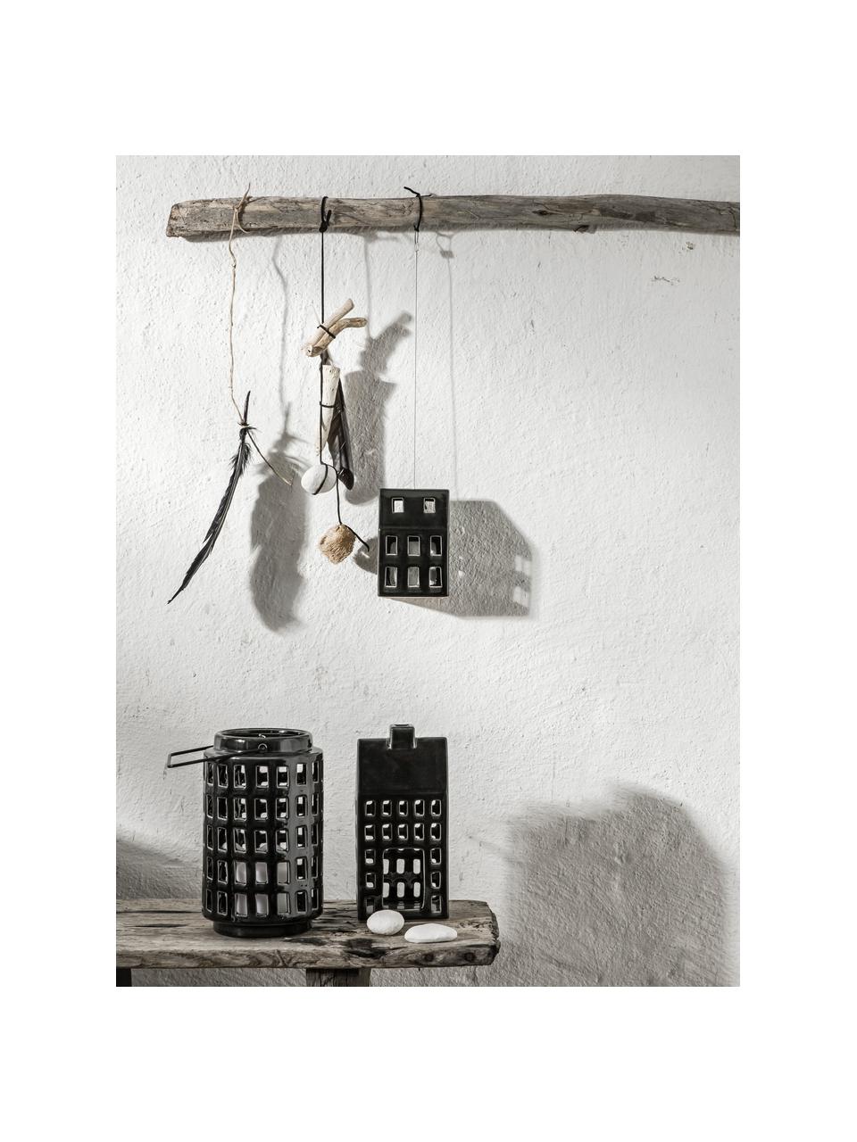Mangiatoia per uccelli Hemma, Ceramica, bambù, metallo, Nero, Larg. 9 x Alt. 14 cm