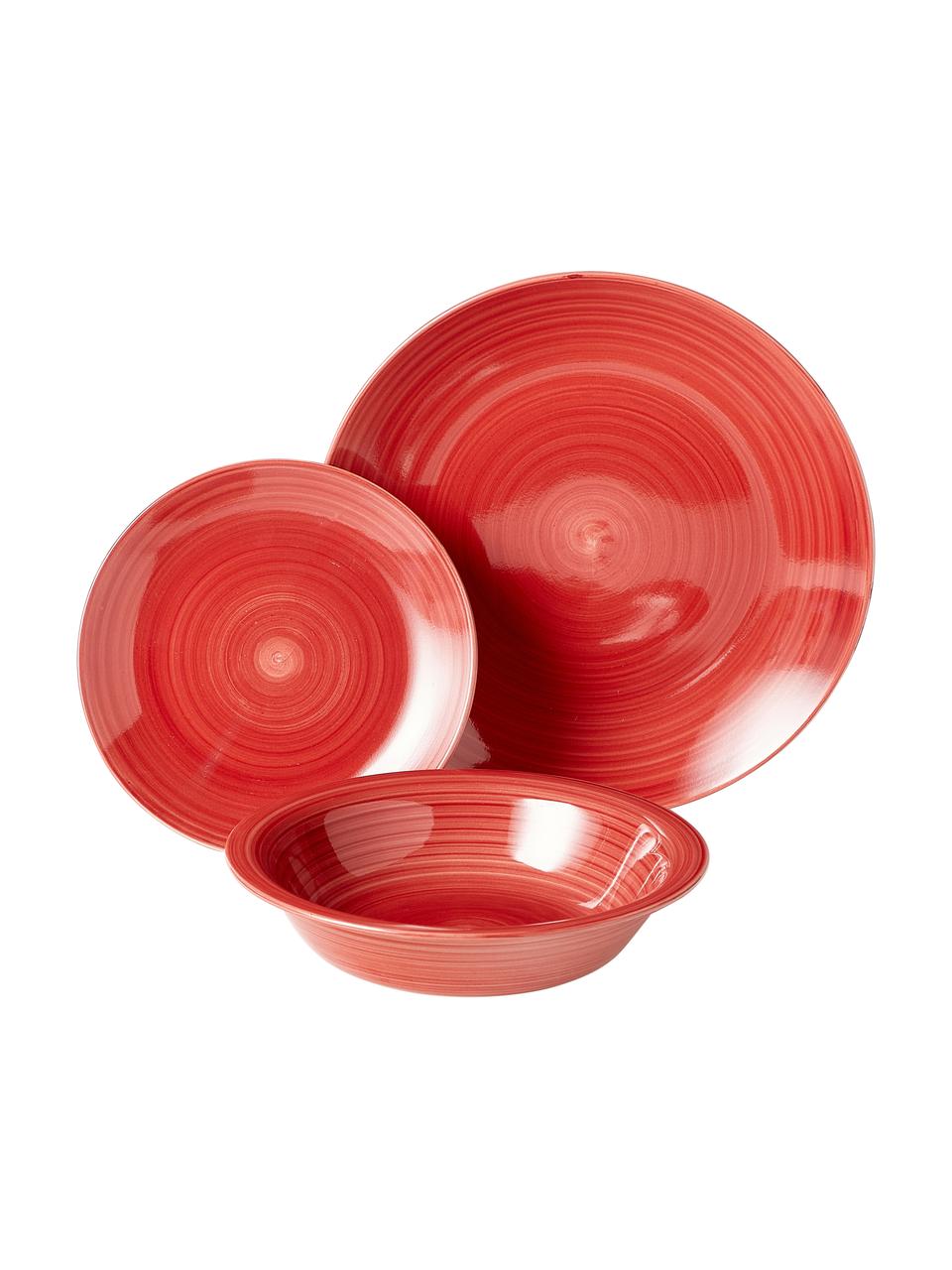 Vajilla artesanal de colores Lucca, 6 comensales (18 pzas.), Gres, Tonos melocotón, 6 comensales (18 pzas.)