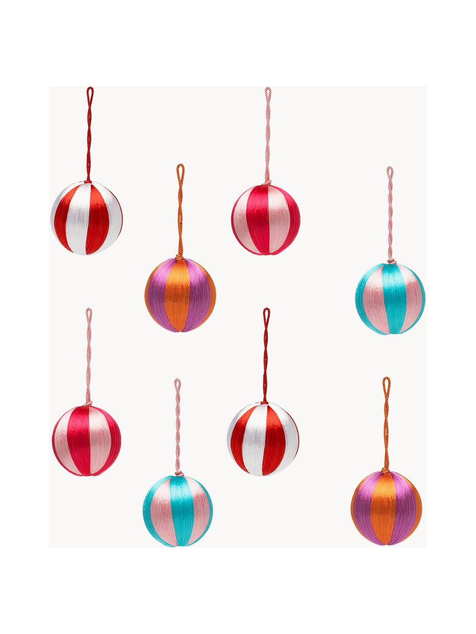 Weihnachtskugeln Corded, Ø 6 cm, 8er-Set, Viskose, Kunststoff, Bunt, Ø 6 cm