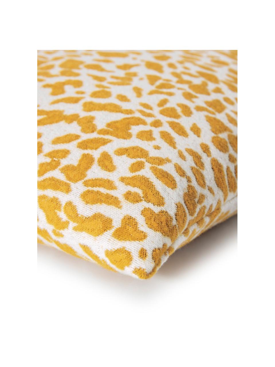 Povlak na polštář s leopardím potiskem  Sana, Hořčičná žlutá, bílá