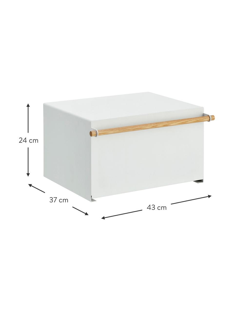 Boîte à pain avec ouverture magnétique Tosca, Blanc, bois clair, larg. 43 x long. 24 cm