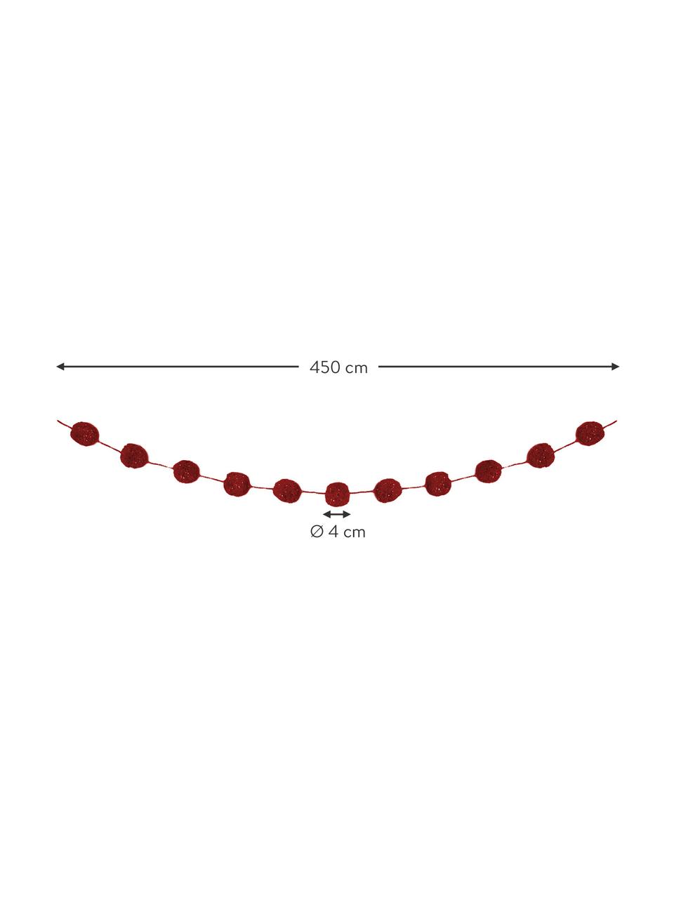 Girlanda Pompon, Bavlna s lurexovými vláknami, Vínovočervená, odtiene zlatej, D 450 cm