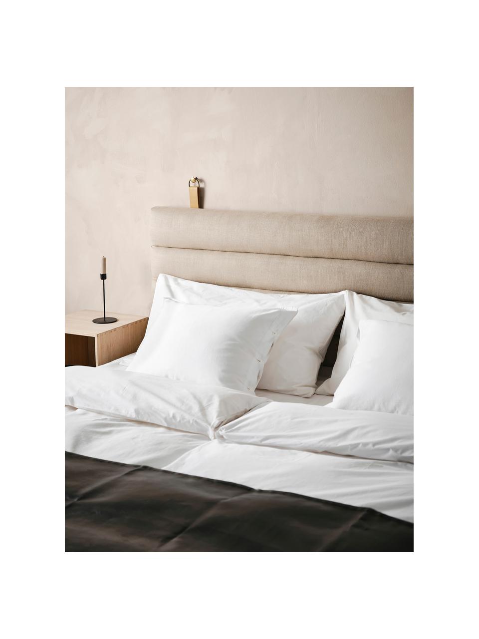 Zagłówek do łóżka tapicerowany Amsterdam, Tapicerka: 100% len, Stelaż: sklejka, Beżowa tkanina, S 160 x W 60 cm