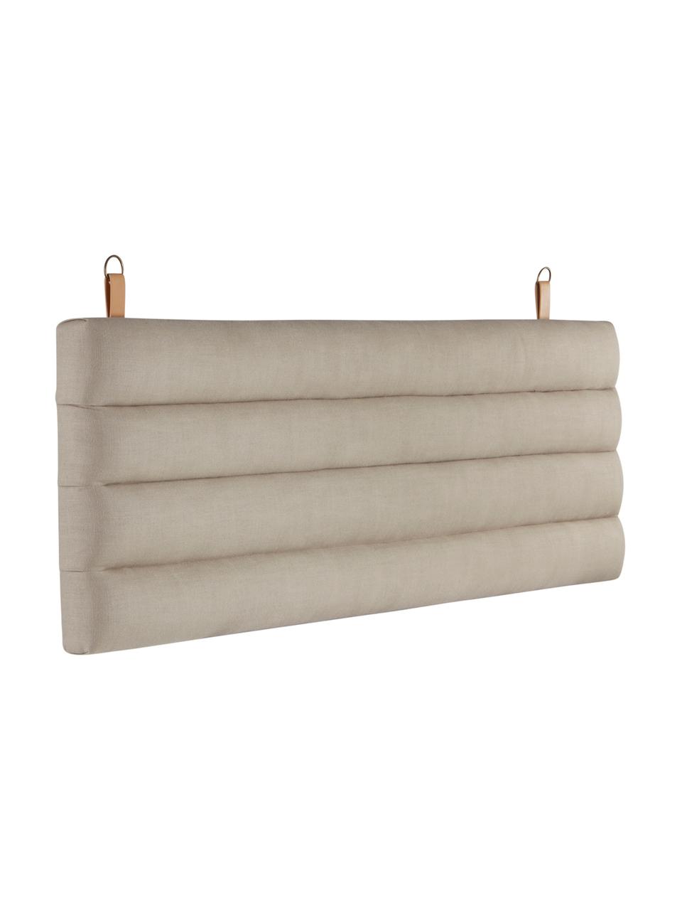 Cabecero tapizado Amsterdam, Funda: 100% lino, Estructura: madera contrachapada, Asas: cuero sintético, Tejido beige, An 160 x Al 60 cm