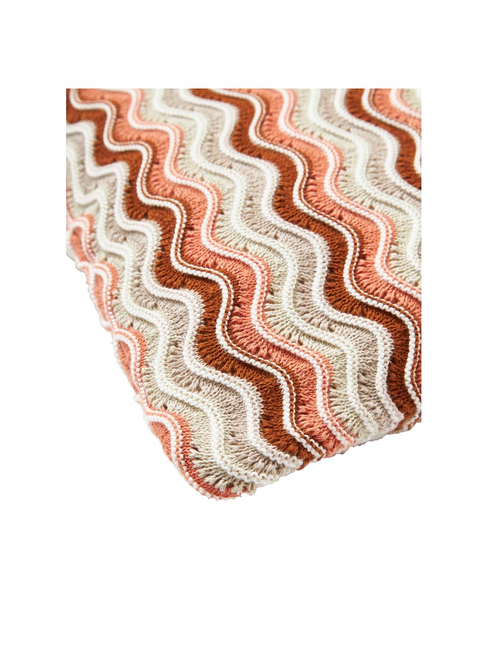 Federa arredo a maglia in cotone Emilio, 100% cotone, Beige, terracotta, salmone, Larg. 45 x Lung. 45 cm