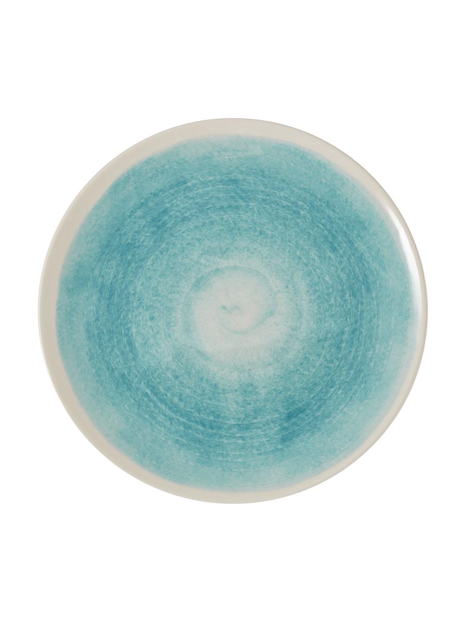 Ręcznie wykonany talerz duży Pure, 6 szt., Ceramika, Niebieski, biały, Ø 26 cm