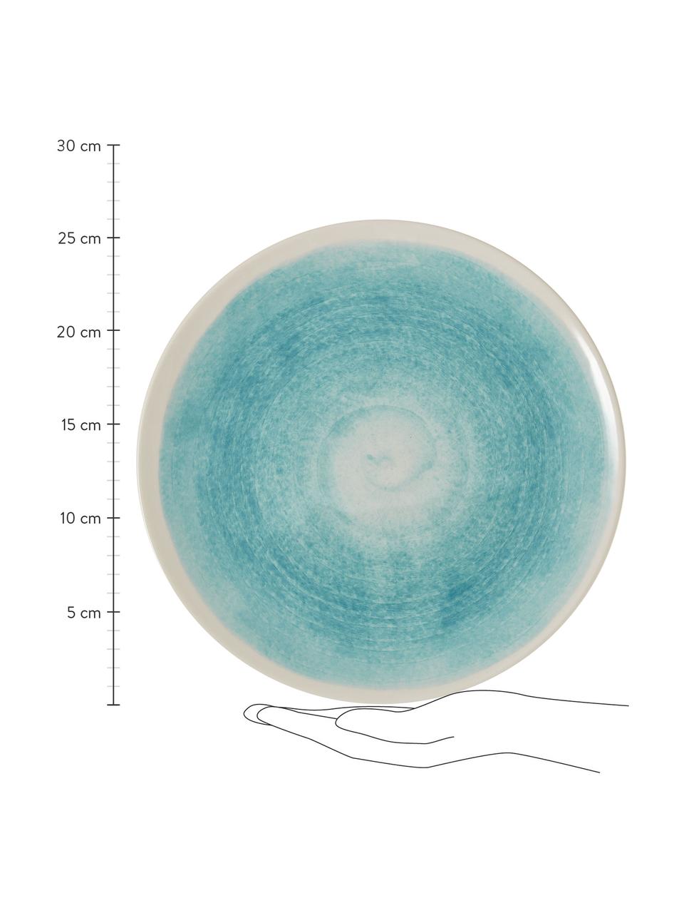 Handgemachte Speiseteller Pure matt/glänzend mit Farbverlauf, 6 Stück, Keramik, Blau, Weiß, Ø 26 cm