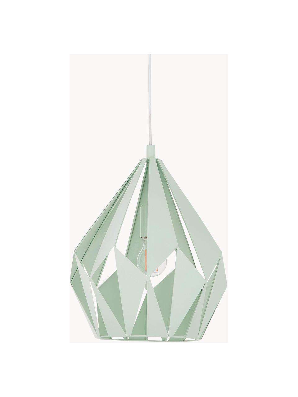 Lampada a sospensione stile nordico Carlton, Paralume: acciaio verniciato, Baldacchino: acciaio verniciato, Verde menta, Ø 31 x Alt. 40 cm