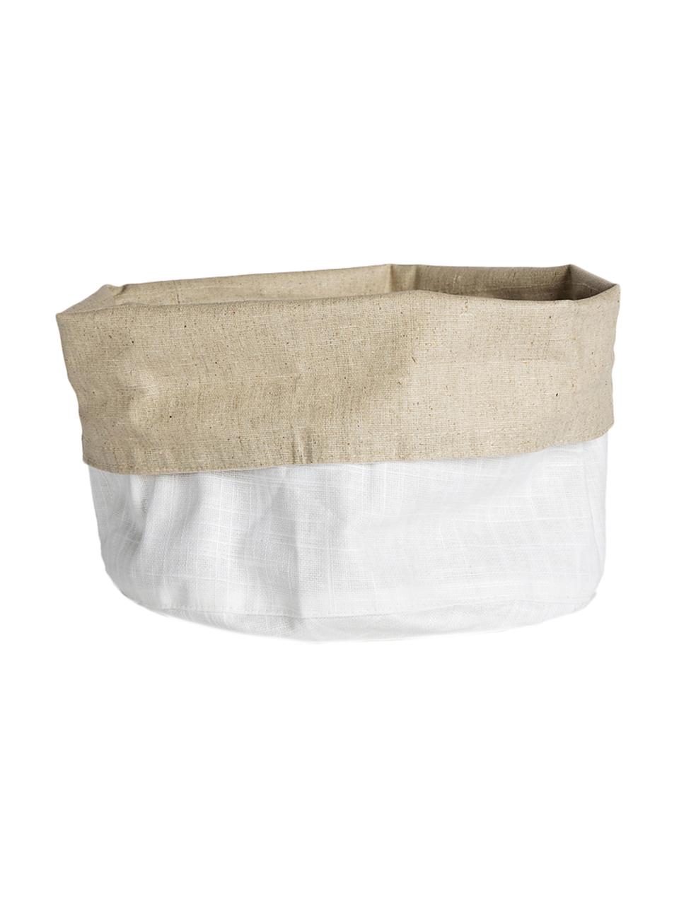 Panera pequeña de lino Patinn, 55% lino, 45% algodón, recubierto en poliuretano, Blanco, beige, Ø 16 x Al 20 cm