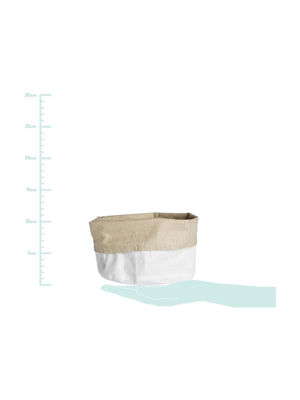 Kosz na pieczywo z lnu XS Patinn, 55% len, 45% bawełna, powlekane poliuretanem, Biały, beżowy, Ø 16 x W 20 cm