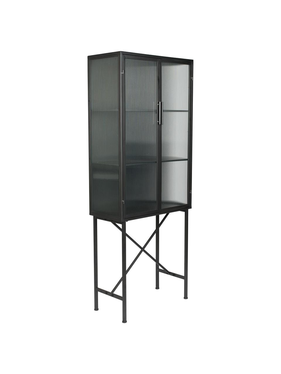 Vitrine industrielle noire Boli, Noir, translucide, larg. 70 x haut. 178 cm