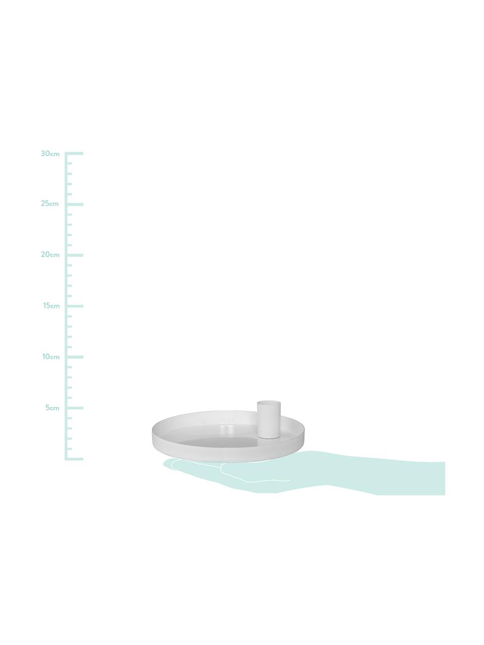 Kerzenhalter Modern, Metall, beschichtet, Weiß, Ø 15 x H 4 cm