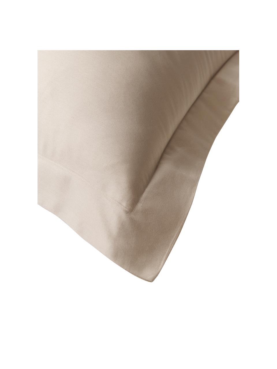 Saténový povlak na polštář z organické bavlny s lemováním Premium, 2 ks, Šedobéžová, Š 40 cm, D 80 cm