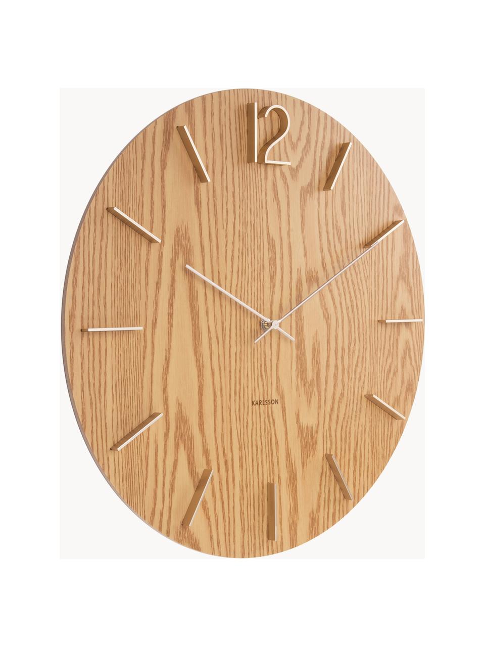Nástenné hodiny Meek, Drevovláknitá doska strednej hustoty (MDF), Svetlé drevo, Ø 50 cm