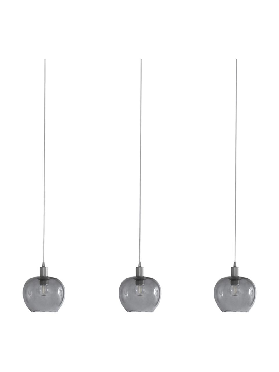 Hanglamp Lotus, Vernikkeld metaal, rookglas, Mat nikkelkleurig, grijs, transparant, 100 x 150 cm