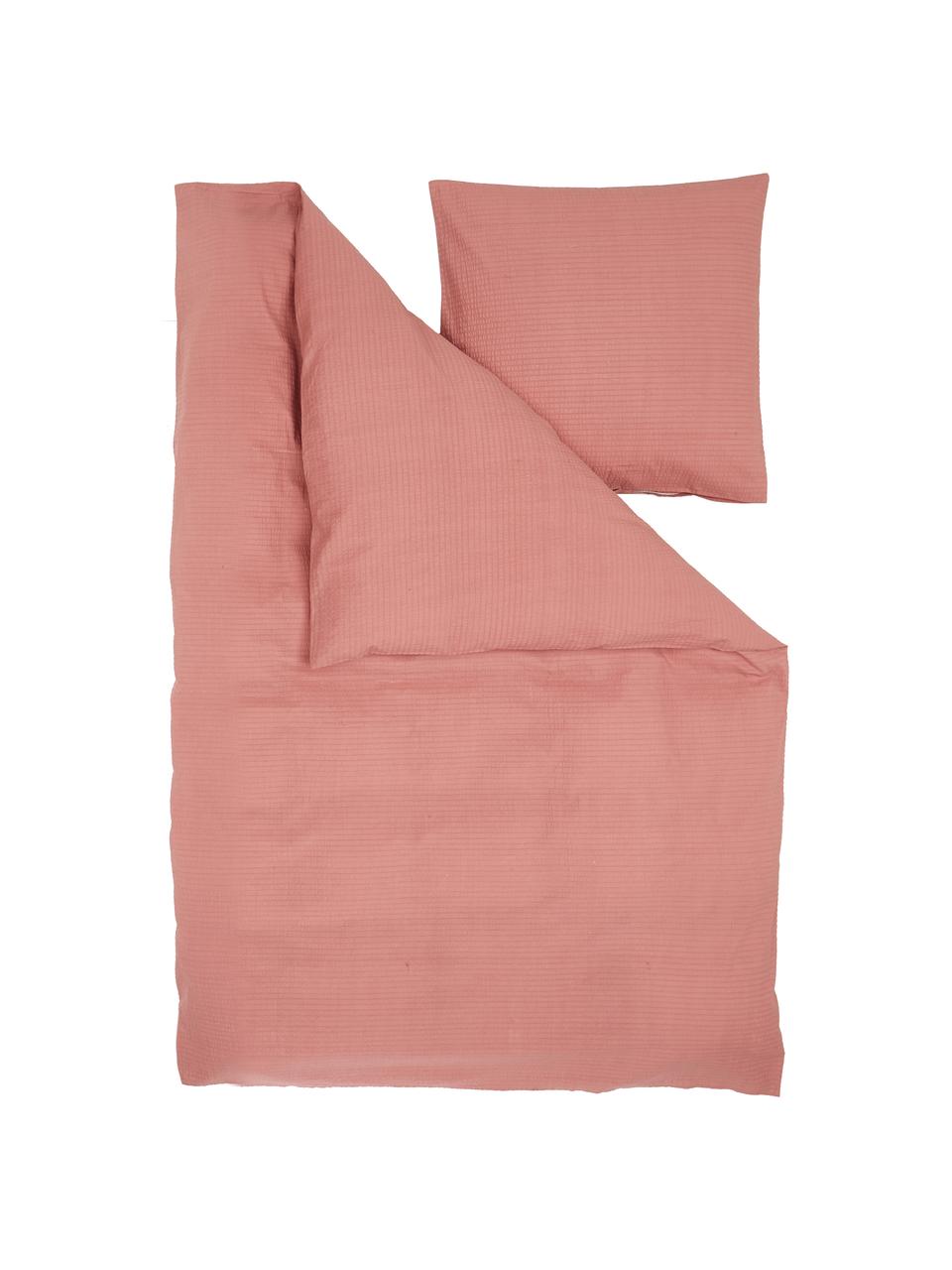 Krepová posteľná bielizeň z bavlny Wave, Staroružová, 155 x 220 cm + 1 vankúš 80 x 80 cm