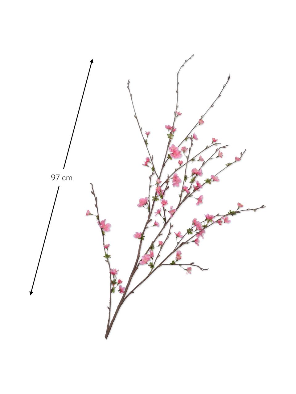 Kunstzweig Kirschblüte, Rosa, Kunststoff, Metalldraht, Rosa, L 97 cm