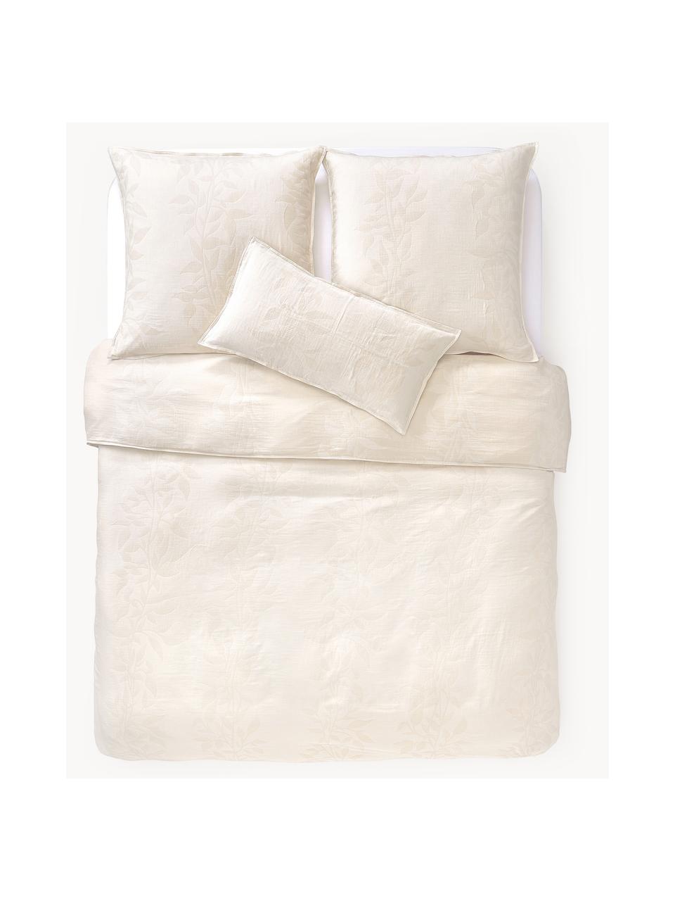Musselin-Bettdeckenbezug Jasmina mit floralem Muster, Webart: Musselin Fadendichte 205 , Beige, B 200 x L 200 cm