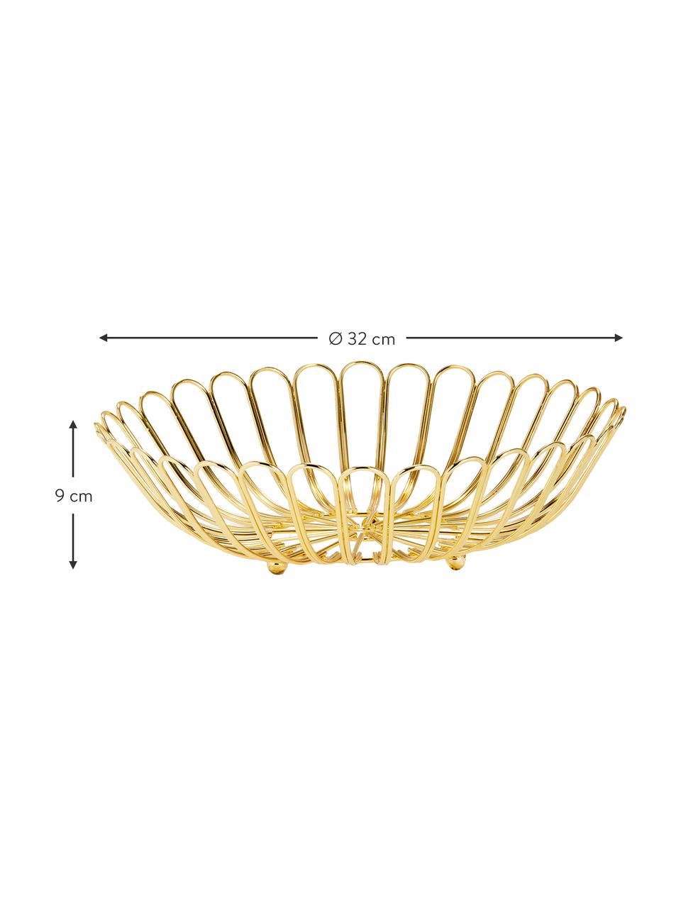 Cestino pane rotondo dorato Terli, Metallo verniciato a polvere, Dorato, Ø 32 x Alt. 9 cm